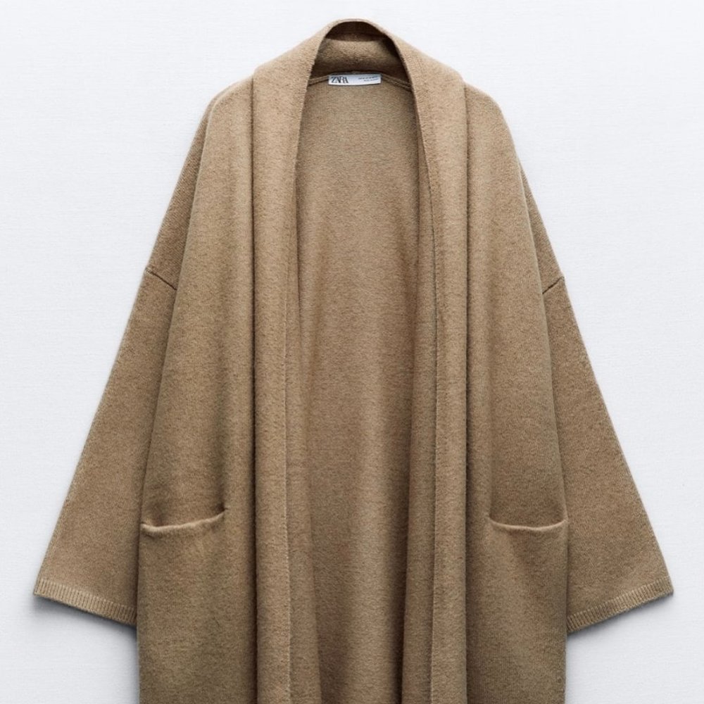 ZARA Women's Oversized Soft Knit Coat(Green marl , US S, M / EUR S, M) - Picture 6 of 11